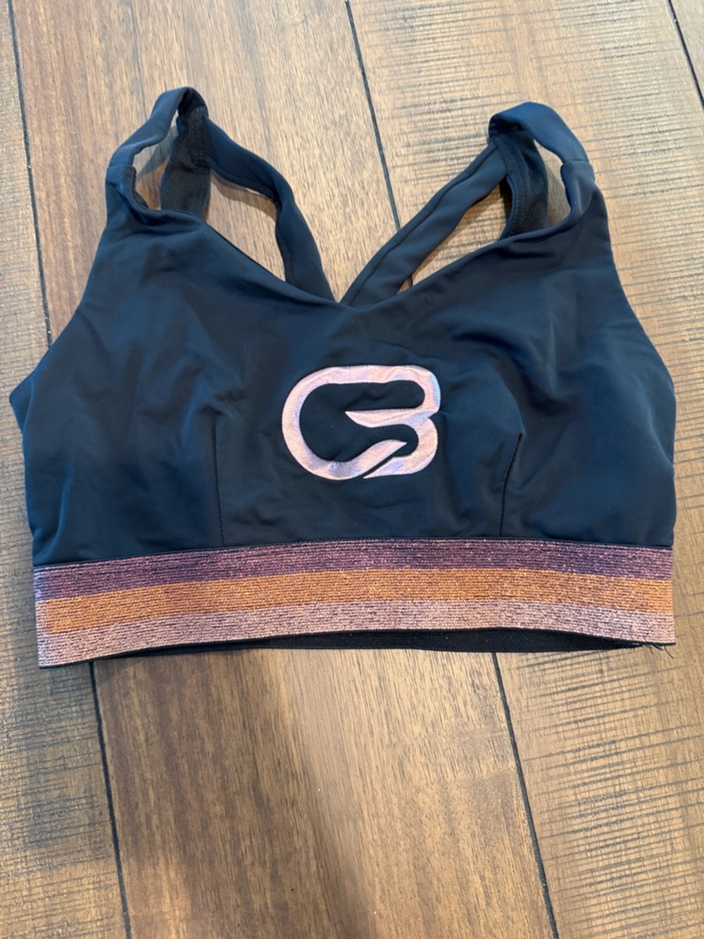 Cyclebar Women’s Black Sports Bralette with Metallic Pink Accent